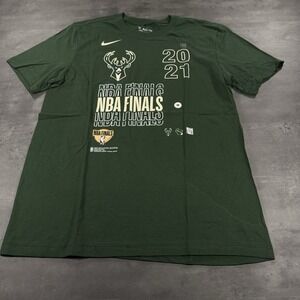 Nike Milwaukee Bucks Shirt Men Medium Green Gold NBA Finals‎ Champ Giannis  2021